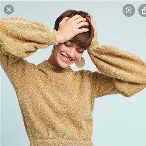 Gold Sparkle Balloon Sleeve Sweater